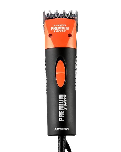 The Artero A5 Premium Professional Pet Grooming Clipper 2 Speed provides reliable, flawless performance. Its two speeds can be switched seamlessly and it's compatible with Andis, Oster, Wahl, Artero, and Geib Blades. This Professional Pet Clipper creates very low noise and vibration and is extremely light weight. Color Orange.