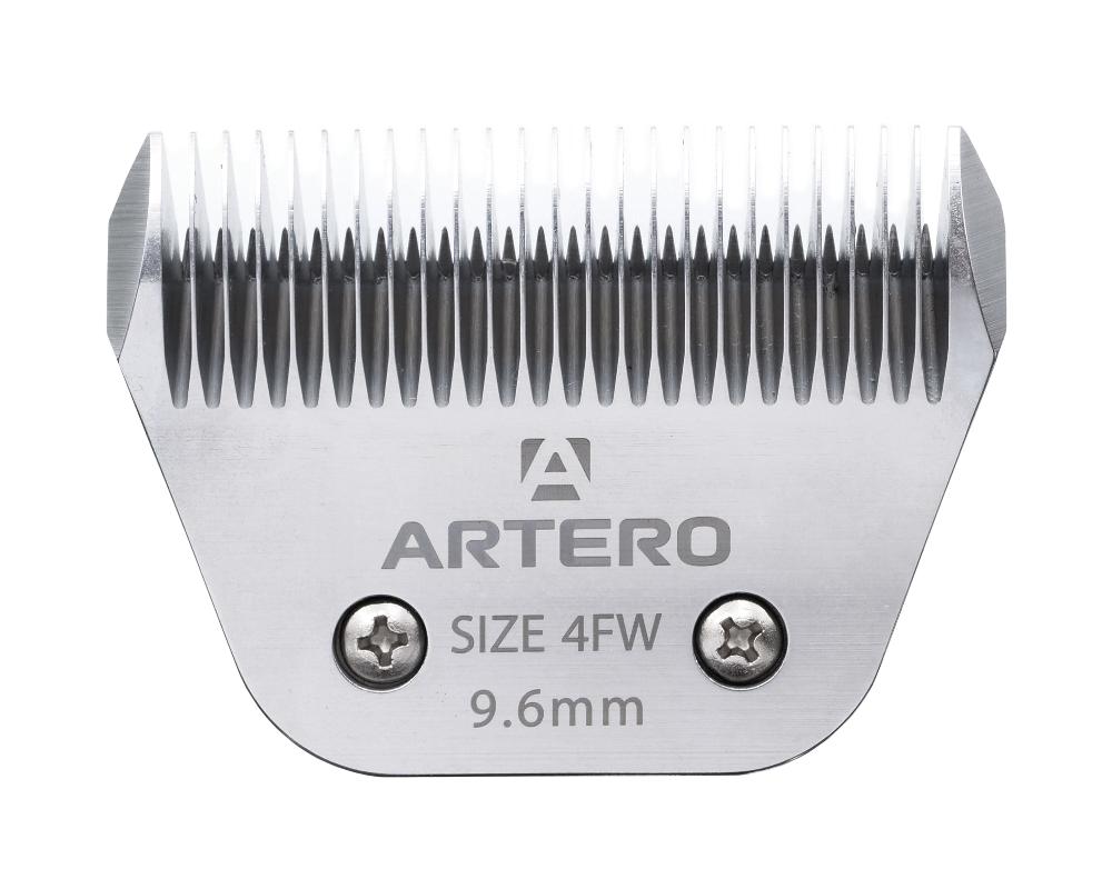 Artero Wide Clipper Blade #4FW for Professional Pet Grooming saves time. These wide clipper blades provide faster cuts avoiding correcting uneven textures and markings. Works with A5 clippers including Artero, Andis, Moser, Heiniger, Oster, and Aesculap Fav5 and Fav5 CL models.