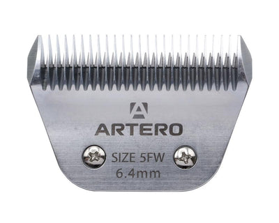 Artero Wide Clipper Blade #5FW for Professional Pet Grooming saves time. These wide clipper blades provide faster cuts avoiding correcting uneven textures and markings. Works with A5 clippers including Artero, Andis, Moser, Heiniger, Oster, and Aesculap Fav5 and Fav5 CL models.