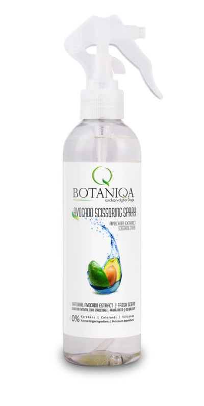 Botaniqa Avocado Scissoring spray was created to give better control while styling without product build-up to weight the coat down. Avocado oil is a highly beneficial hair moisturizer that penetrates deeply, nourishing and repairing from the inside out. It strengthens, reduces dandruff, improves texture, and tames frizz due to its high levels of monounsaturated fatty acids, antioxidants and vitamins. This oils is also great for all coat types.