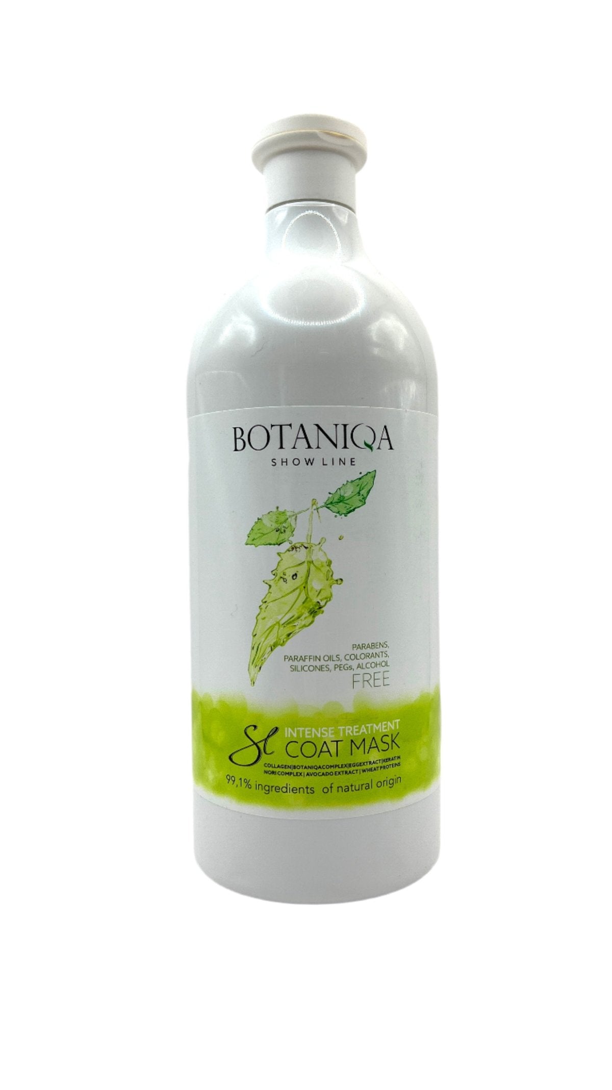 Botaniqa's Intense Treatment Coat Mask pet conditioner combines egg whites, Japanese seaweed and avocado oil with other natural conditioners to rebuild, moisturize and protect while adding shine and smoothness Brushing is easier due to the increase the coat elasticity which helps prevent breakage making styling easier.  