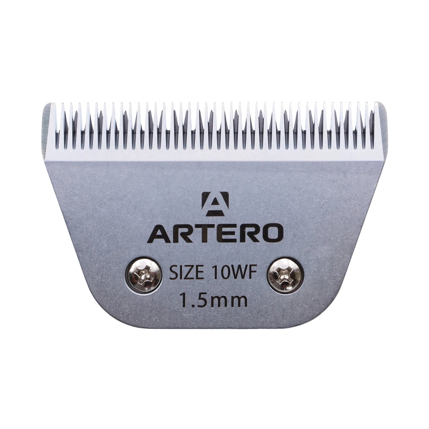 Artero Wide Clipper Blade #10WF for Professional Pet Grooming saves time. These wide clipper blades provide faster cuts avoiding correcting uneven textures and markings. The #10Wf blade works with guards. Compatible with A5 clippers including Artero, Andis, Moser, Heiniger, Oster, and Aesculap Fav5 and Fav5 CL models.