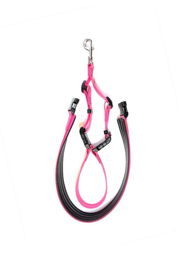 Our flexible USA made biothane water proof pet belly loop with quick release sling is designed to help for rear support and safety. Ideal for working with dogs that need more support. Neon Pink