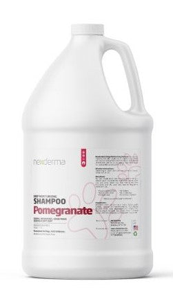 Nexderma's Deep Moisturizing Pet Shampoo quick-drying formula deeply cleans, removes dirt, adds texture, and deodorizes without stripping away natural oils. Oat Extract's condition and soothe itchy skin on contact. Vitamin E adds luster, treats dry and flaky skin, and promotes coats that are healthy and glossy. Pomegranate 1 Gal.