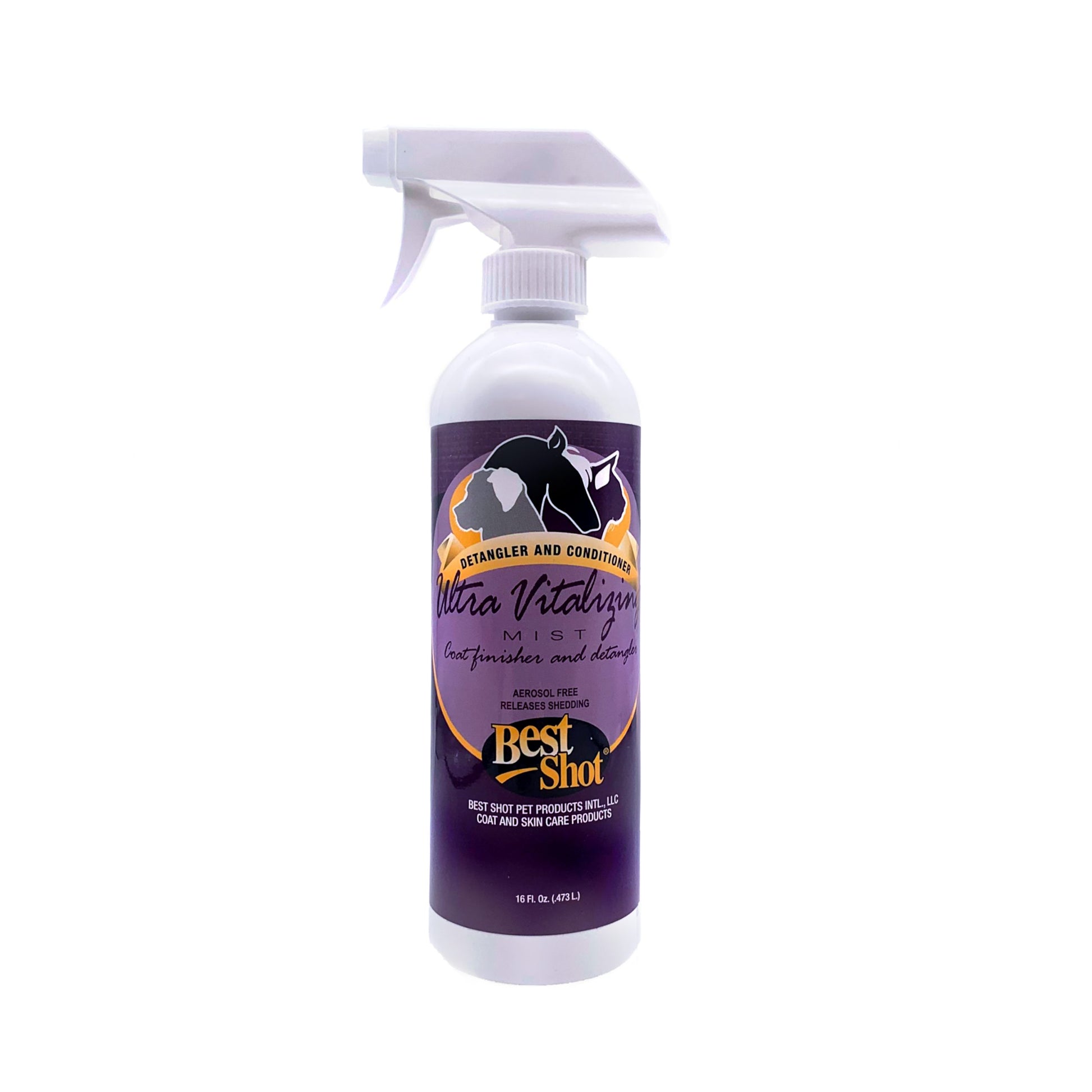 Ultra Vitalizing Mist leave-in conditioner is PH balanced and water-soluble to prevent build-up. The anti-static, advanced cationic conditioning finish hydrates the coat while helping de-shed, de-matt, and speed up drying time.