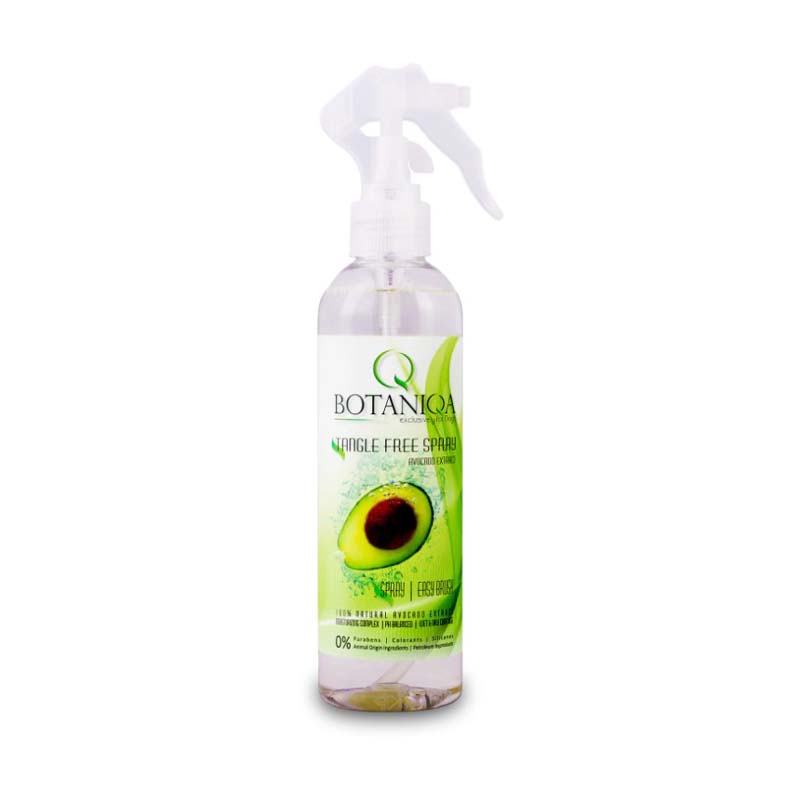 Botaniqa Avocado Detangler Spray is a heavy-duty antistatic, moisturizing finishing spray that quickly helps brush out tangles, mats, and knots from pets' coats without product build-up to weight the coat down.  8.45 fl oz.