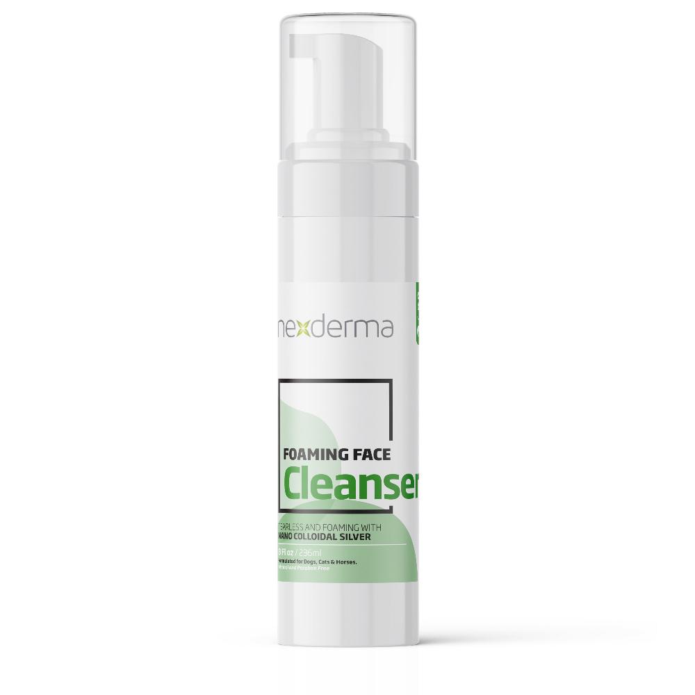 Nexderma Foaming Facial Cleanser is formulated to help remove tear stains and grime from around your pet's face. This tearless, no-rinse formula is non-irritating to the eyes, leaving the coat soft while preventing bad odors. This cleanser works for normal, oily and dry skin and coat types and is odor free. 8 fl oz.