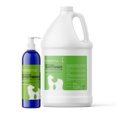 Nexderma pet moisturizing conditioner effectively hydrates and relieves dry, itchy skin, and helps to detangle fur and eliminate matting, leaving your pet's coat soft and glossy. This hypoallergenic conditioner for sensitive skin uses cosmetic mineral oil which creates a barrier on the skin to lock in moisture while not clogging pores.